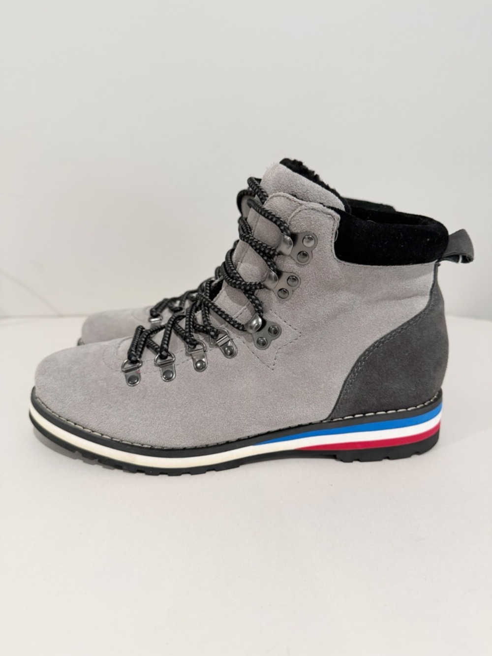 BLONDO Regan Waterproof Suede Combat Boots B6250 660 Light Grey Size 8